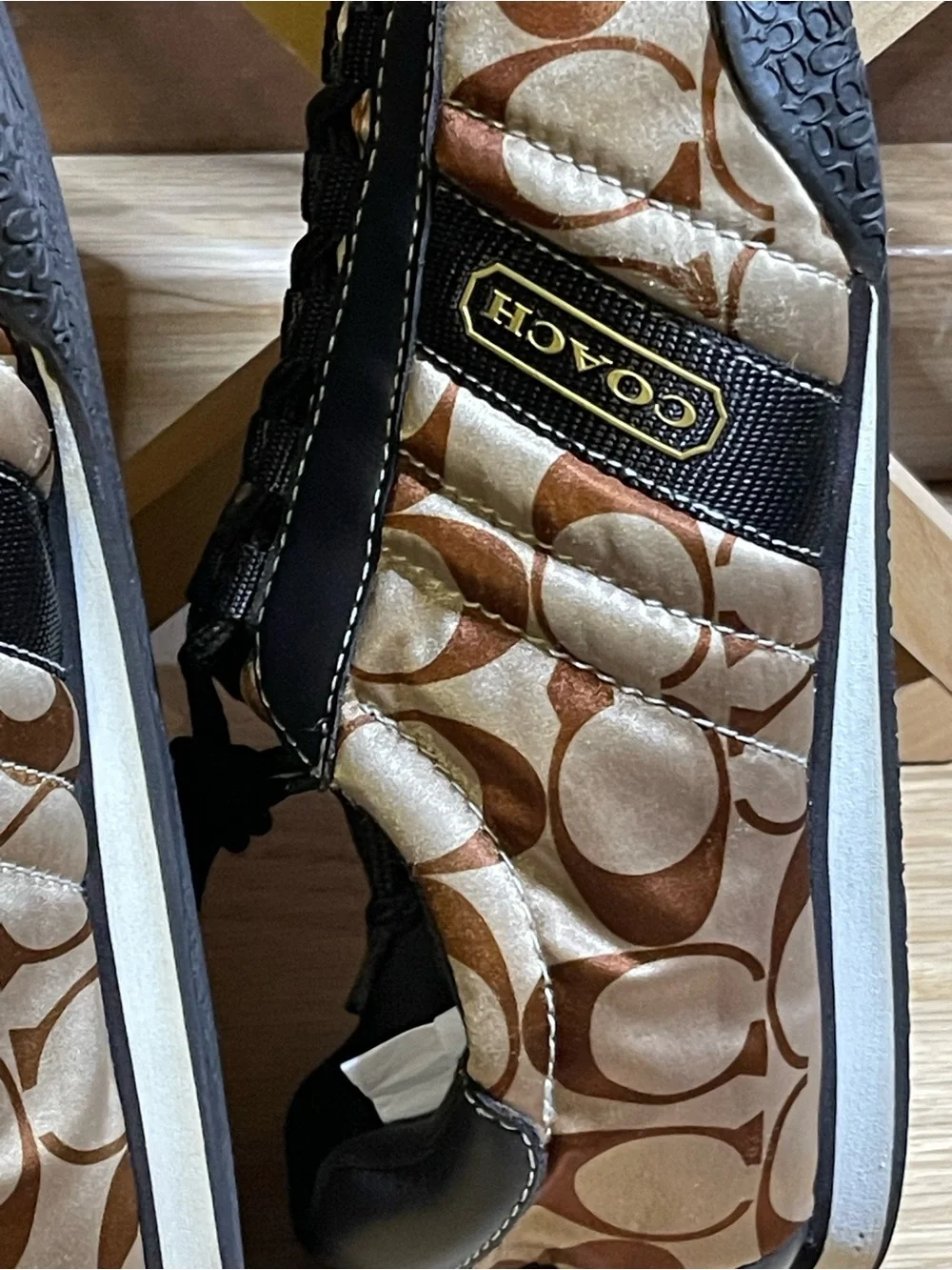 Coach W Sz 8M Metallic Bronze / Choco Quilted low -top Sneaker /Authentic Coach
